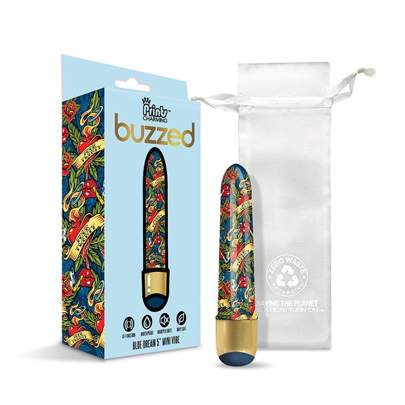 Prints Charm Buzzed 5" Vibrator - 10X Blue Dr